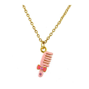 Glistering Comb Pendant with Pink CZ and Necklace
