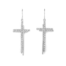 Load image into Gallery viewer, Dazzling Cross Earrings with Silver Austrian Element Crystal