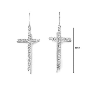 Dazzling Cross Earrings with Silver Austrian Element Crystal
