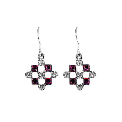 Enchanting Earrings with Silver Austrian Element Crystal and Purple CZ