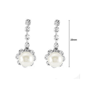 Glimmering Fashion Pearl Earrings with Silver Austrian Element Crystal