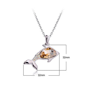 Lovely Dolphin Pendant with Golden and Silver Austrian Element Crystals
