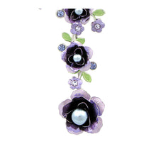 Load image into Gallery viewer, Purple Flower Necklace with Purple Austrian Element Crystal and Grey Fashion Pearl