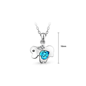 Chinese Zodiac Dog Pendant with Blue Austrian Element Crystal and Necklace