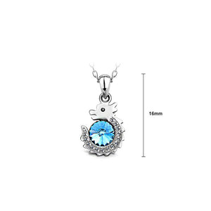 Chinese Zodiac Dragon Pendant with Blue Austrian Element Crystal and Necklace