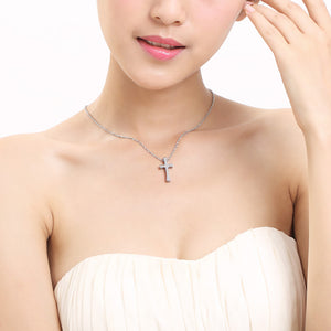 Fashion Tungsten Cross Pendant  with Stainless Steel Necklace For Women