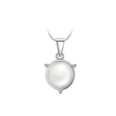Elegant 925 Sterling Silver Pendant with Freshwater Cultured Pearl and Necklace