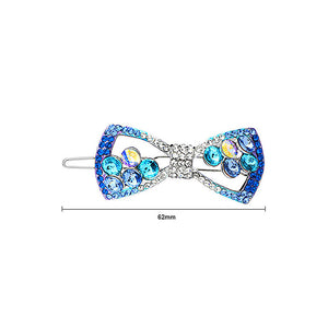 Brilliant Blue Crystal Bow Hair Clips