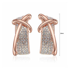 Load image into Gallery viewer, Fashion Rose Golden Plated Cross Earrings with White Austrian Element Crystal