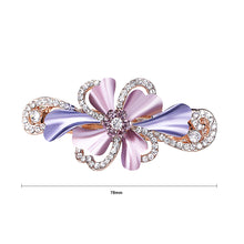 Load image into Gallery viewer, Ribbon Hairpin with Purple Austrian Element Crystals