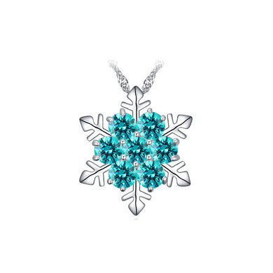 Flashing Snowflakes Pendant with Blue Cubic Zircon and Necklace