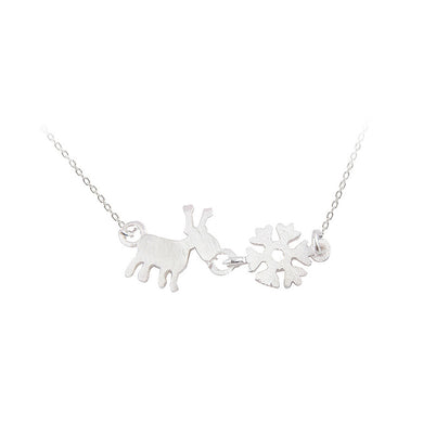 925 Sterling Silver Deer and Snowflake Necklace