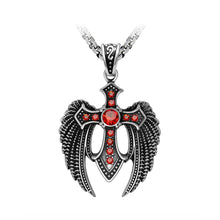 Load image into Gallery viewer, Fashion Cross Stainless Steel Pendant with Red Cubic Zircon and Necklace