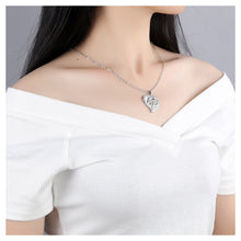 Load image into Gallery viewer, Islamic Heart Pendant with White Austrian Element Crystal and Necklace