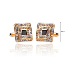 Load image into Gallery viewer, Fashion Father&#39;s Square Cufflinks with Black and White Austrian Element Crystal