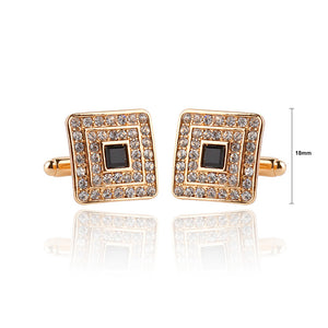 Fashion Father's Square Cufflinks with Black and White Austrian Element Crystal