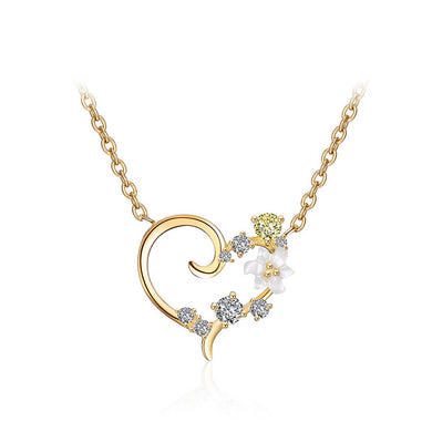 Valentine Hollow Heart Flower Necklace