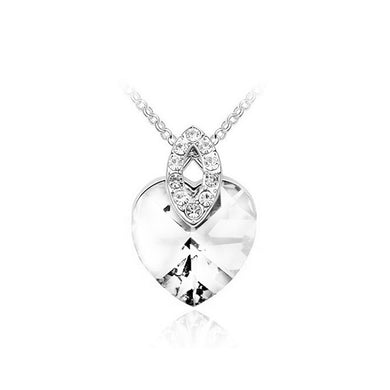 Valentine's Day Heart Pendant with White Austrian Element Crystal and Necklace