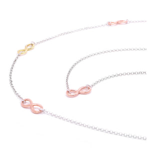 Italian Rose Yellow White Tri-color 925 Sterling Silver Necklace
