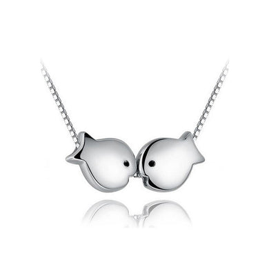 925 Sterling Silver Double Fish Necklace