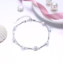 Load image into Gallery viewer, 925 Sterling Silver Sugar Cube Bracelet with Austrian Element Crystal