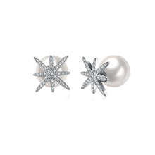Load image into Gallery viewer, Elegant Snowflake Stud Earrings with Austrian Element Crystals and Fashion Pearl