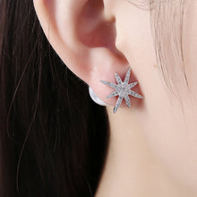 Load image into Gallery viewer, Elegant Snowflake Stud Earrings with Austrian Element Crystals and Fashion Pearl