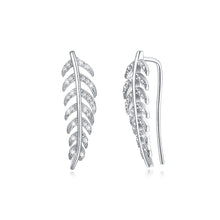 Load image into Gallery viewer, 925 Sterling Silver Leaf Earrings with Austrian Element Crystal
