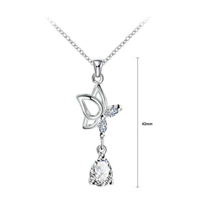 Simple Butterfly Pendant with Cubic Zircon and Necklace - Glamorousky