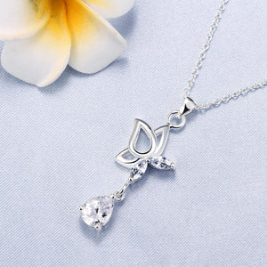 Simple Butterfly Pendant with Cubic Zircon and Necklace - Glamorousky