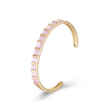 Load image into Gallery viewer, Fashion Plated Champagne Gold Open Bangle with Pink Cubic Zirconia - Glamorousky