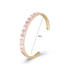 Load image into Gallery viewer, Fashion Plated Champagne Gold Open Bangle with Pink Cubic Zirconia - Glamorousky