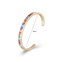Load image into Gallery viewer, Fashion Plated Champagne Gold Open Bangle with Colorful Cubic Zircon - Glamorousky