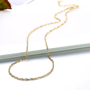Fashion Simple Plated Gold Water Wave Necklace - Glamorousky
