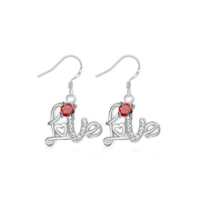Load image into Gallery viewer, Fashion Sweet Love Letter Earrings with Red Cubic Zircon - Glamorousky