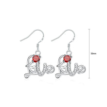 Load image into Gallery viewer, Fashion Sweet Love Letter Earrings with Red Cubic Zircon - Glamorousky
