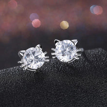 Load image into Gallery viewer, Simple Cute Cat Cubic Zircon Stud Earrings - Glamorousky