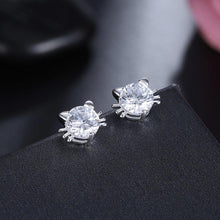 Load image into Gallery viewer, Simple Cute Cat Cubic Zircon Stud Earrings - Glamorousky