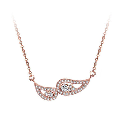 Elegant Personality Plated Rose Gold Angel Wings Necklace with Cubic Zircon - Glamorousky