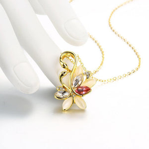 Elegant and Fashion Plated Gold Swan Pendant with Cubic Zircon and Necklace - Glamorousky