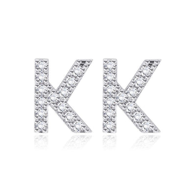 Simple Fashion Letter K Cubic Zirconia Stud Earrings - Glamorousky