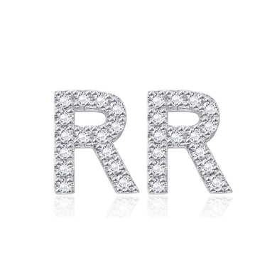 Simple and Fashion Letter R Cubic Zircon Stud Earrings - Glamorousky