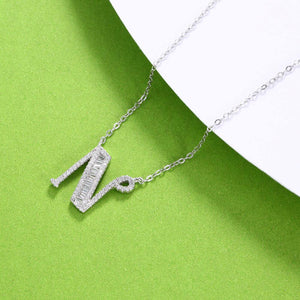 925 Sterling Silver Fashion Personality Letter N Cubic Zircon Necklace - Glamorousky