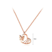Load image into Gallery viewer, Elegant Romantic Plated Rose Gold Butterfly Heart Pendant with Necklace - Glamorousky