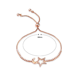 Fashion Simple Plated Rose Gold Star and Moon Bracelet with Cubic Zirconia - Glamorousky