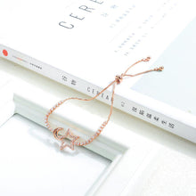 Load image into Gallery viewer, Fashion Simple Plated Rose Gold Star and Moon Bracelet with Cubic Zirconia - Glamorousky