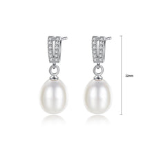 Load image into Gallery viewer, 925 Sterling Silver Classic Simple White Freshwater Pearl Earrings with Cubic Zirconia - Glamorousky