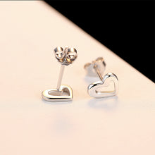 Load image into Gallery viewer, 925 Sterling Silver Simple Romantic Hollow Heart Stud Earrings