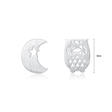 Load image into Gallery viewer, 925 Sterling Silver Simple Creative Owl Moon Asymmetric Stud Earrings
