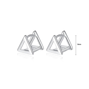 925 Sterling Silver Simple Fashion Hollow Geometric Triangle Stud Earrings